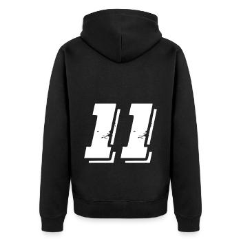 11 Zahl Symbol - Unisex Premium Bio Zip Hoodie - Schwarz - Hinten - Nico (187cm)