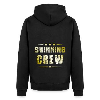 Swimming Crew - Unisex Premium Organic Zip Hoodie - black - Back - Nico (187cm)