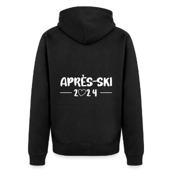 Après Ski 2024 Heart Trip - Unisex Premium Organic Zip Hoodie - black - Back - Nico (187cm)