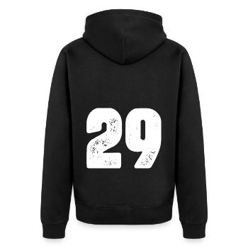 29 Zahl Trikot - Unisex Premium Bio Zip Hoodie - Schwarz - Hinten - Nico (187cm)