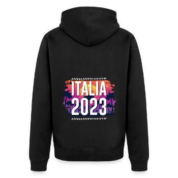 Italia 2023 - Unisex Premium Bio Zip Hoodie - Schwarz - Hinten - Nico (187cm)