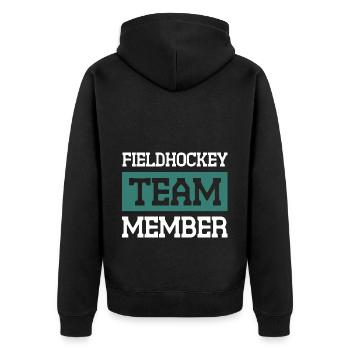 Fieldhockey Team - Unisex Premium Bio Zip Hoodie - Schwarz - Hinten - Nico (187cm)