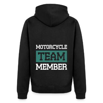Motorcycle Team - Unisex Premium Organic Zip Hoodie - black - Back - Nico (187cm)