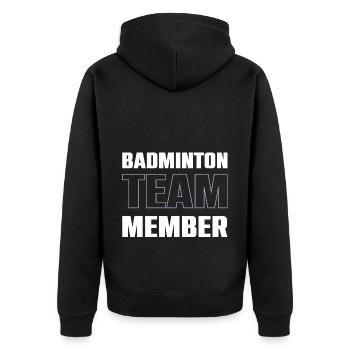 Badminton Team - Unisex Premium Bio Zip Hoodie - Schwarz - Hinten - Nico (187cm)