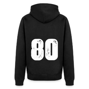 Maillot 80 numéro - Veste à capuche bio Premium Unisexe - noir - Dos - Nico (187cm)