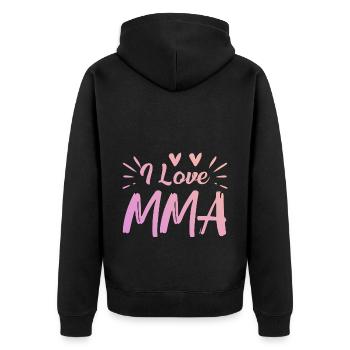 Ich liebe Mma - Unisex Premium Bio Zip Hoodie - Schwarz - Hinten - Nico (187cm)