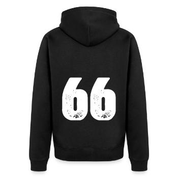 66 Maillot numéro - Veste à capuche bio Premium Unisexe - noir - Dos - Nico (187cm)