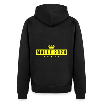 Malle 2024 Krone - Unisex Premium Bio Zip Hoodie - Schwarz - Hinten - Nico (187cm)