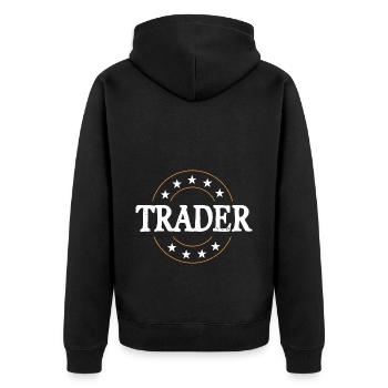 Trader Beruf - Unisex Premium Bio Zip Hoodie - Schwarz - Hinten - Nico (187cm)