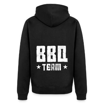 Bbq Team - Unisex Premium Bio Zip Hoodie - Schwarz - Hinten - Nico (187cm)