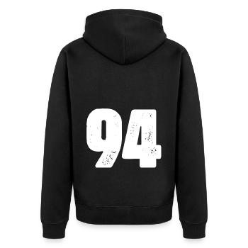 94 Maillot numéro - Veste à capuche bio Premium Unisexe - noir - Dos - Nico (187cm)