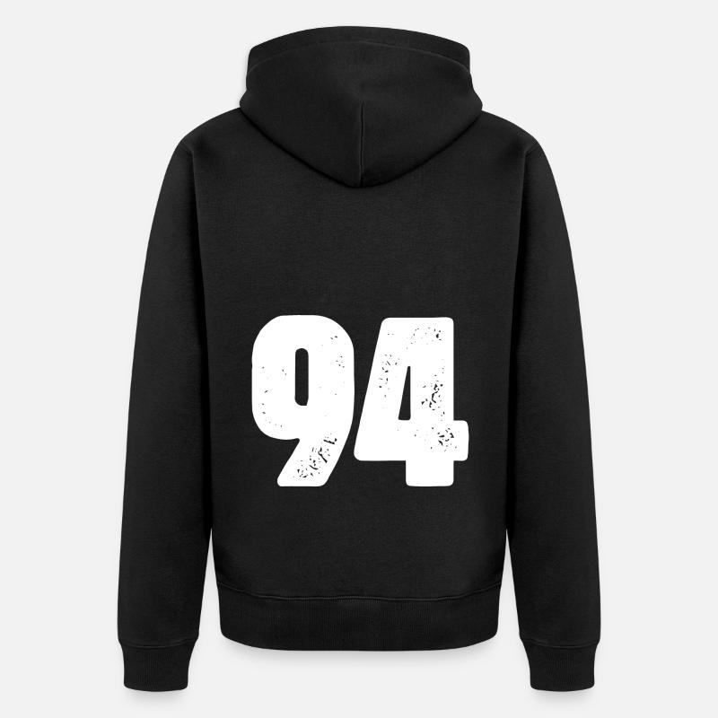 94 Maillot numéro - Veste à capuche bio Premium Unisexe - noir