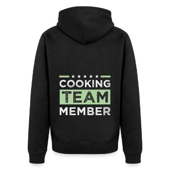 Cooking Team - Unisex Premium Organic Zip Hoodie - black - Back - Nico (187cm)