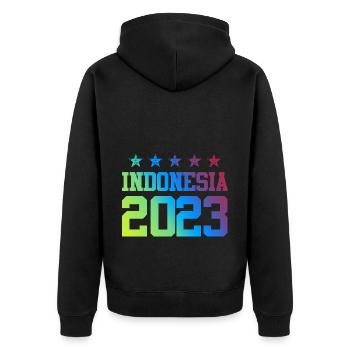 Indonesia 2023 - Unisex Premium Bio Zip Hoodie - Schwarz - Hinten - Nico (187cm)