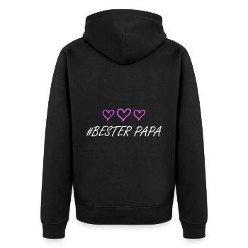 Bester Papa Herz Liebe - Unisex Premium Bio Zip Hoodie - Schwarz - Hinten - Nico (187cm)