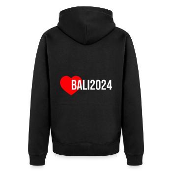 Bali 2024 Herz Urlaub - Unisex Premium Bio Zip Hoodie - Schwarz - Hinten - Nico (187cm)