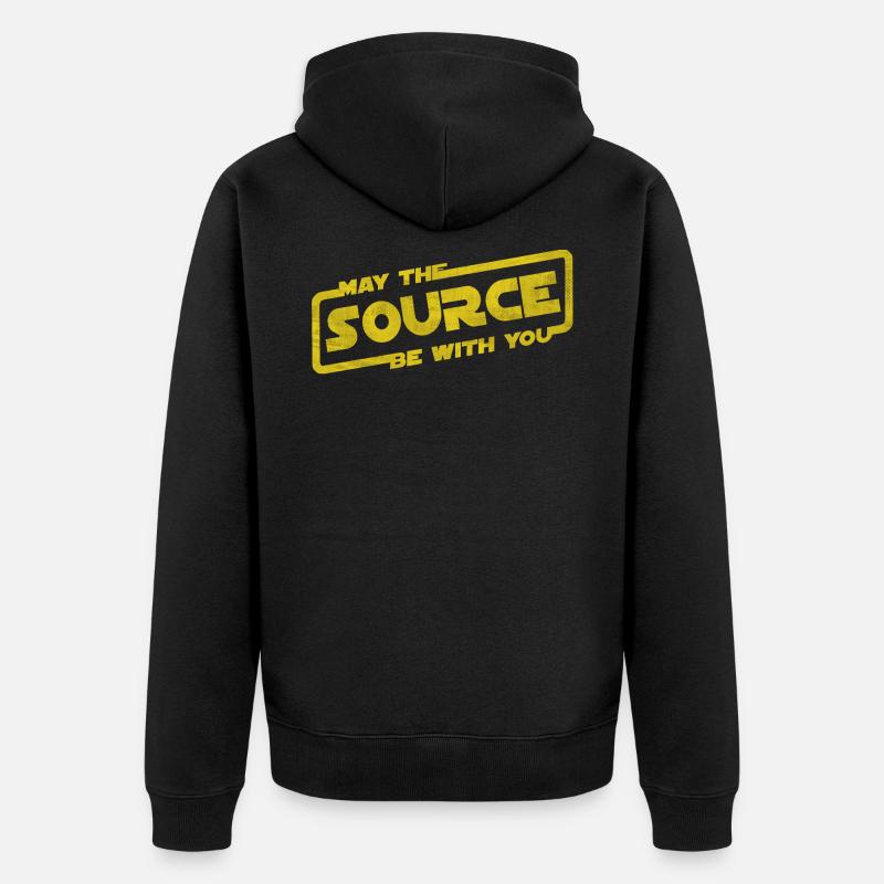 May The Source Be With You | Programmierer Coder - Unisex Premium Bio Zip Hoodie - Schwarz