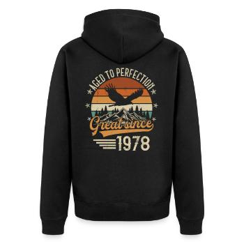 1978 Vintage Rétro Vintage Cadeau d’anniversaire - Veste à capuche bio Premium Unisexe - noir - Dos - Nico (187cm)
