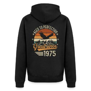 1975 Vintage Vintage Birthday Gift - Unisex Premium Organic Zip Hoodie - black - Back - Nico (187cm)