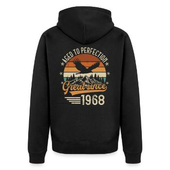 1968 Vintage Vintage Rétro Cadeau d’Anniversaire - Veste à capuche bio Premium Unisexe - noir - Dos - Nico (187cm)