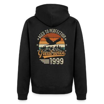 1999 Vintage Vintage Rétro Cadeau d’anniversaire - Veste à capuche bio Premium Unisexe - noir - Dos - Nico (187cm)