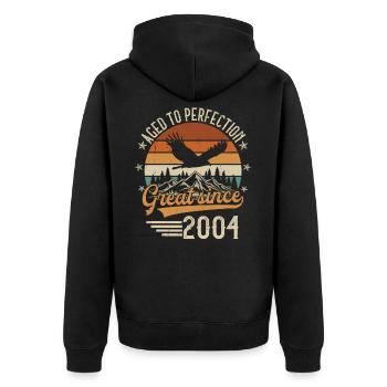 2004 Vintage Vintage Retro Birthday Gift - Unisex Premium Organic Zip Hoodie - black - Back - Nico (187cm)