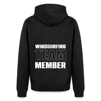 Windsurfing Team - Unisex Premium Bio Zip Hoodie - Schwarz - Hinten - Nico (187cm)