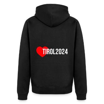 Tyrol 2024 Heart Holiday - Unisex Premium Organic Zip Hoodie - black - Back - Nico (187cm)