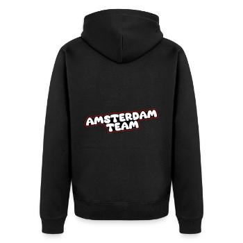 Amsterdam Team - Unisex Premium Organic Zip Hoodie - black - Back - Nico (187cm)