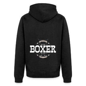 Boxer Boxen Sport - Unisex Premium Bio Zip Hoodie - Schwarz - Hinten - Nico (187cm)