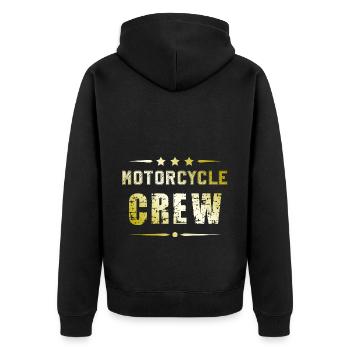 Motorcycle Crew - Unisex Premium Bio Zip Hoodie - Schwarz - Hinten - Nico (187cm)