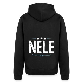 Nele - Unisex Premium Bio Zip Hoodie - Schwarz - Hinten - Nico (187cm)
