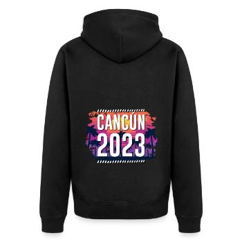 Cancun 2023 - Unisex Premium Bio Zip Hoodie - Schwarz - Hinten - Nico (187cm)