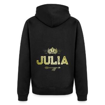 Julia - Unisex Premium Bio Zip Hoodie - Schwarz - Hinten - Nico (187cm)