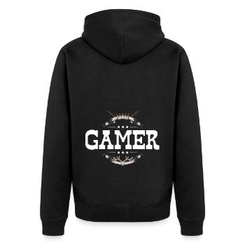 Gamer Beruf - Unisex Premium Bio Zip Hoodie - Schwarz - Hinten - Nico (187cm)