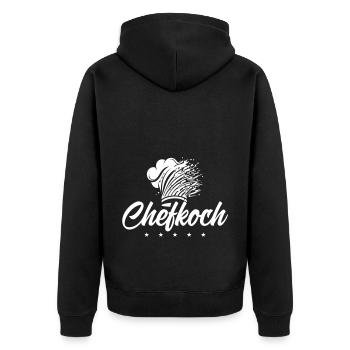 Kochmütze Chefkoch - Unisex Premium Bio Zip Hoodie - Schwarz - Hinten - Nico (187cm)