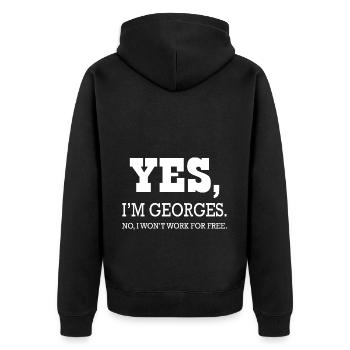 Georges Ja, ich bin Georges für Mann T-Shirt - Unisex Premium Bio Zip Hoodie - Schwarz - Hinten - Nico (187cm)