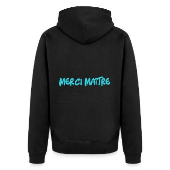 MASTER. THANK YOU. THANK YOU, MASTER. MASTER. MASTER GIFT - Unisex Premium Organic Zip Hoodie - black - Back - Nico (187cm)