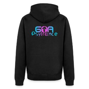Goa Psytrance Psy - Unisex Premium Bio Zip Hoodie - Schwarz - Hinten - Nico (187cm)