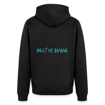 OMA. MUTTERTAG. ALLES GUTE ZUM OMA-TAG. ICH LIEBE DICH - Unisex Premium Bio Zip Hoodie - Schwarz - Hinten - Nico (187cm)