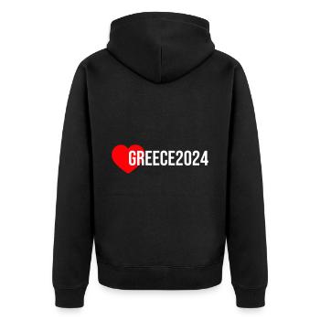Greece 2024 Heart Holidays - Unisex Premium Organic Zip Hoodie - black - Back - Nico (187cm)