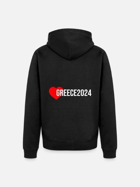Greece 2024 Heart Holidays - Unisex Premium Organic Zip Hoodie - black