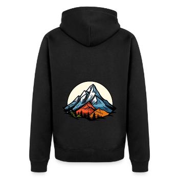 Alpen Berge Symbol - Unisex Premium Bio Zip Hoodie - Schwarz - Hinten - Nico (187cm)