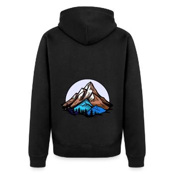 Alpen Berge Symbol - Unisex Premium Bio Zip Hoodie - Schwarz - Hinten - Nico (187cm)