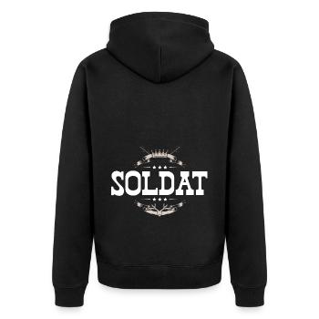 Soldat Beruf - Unisex Premium Bio Zip Hoodie - Schwarz - Hinten - Nico (187cm)