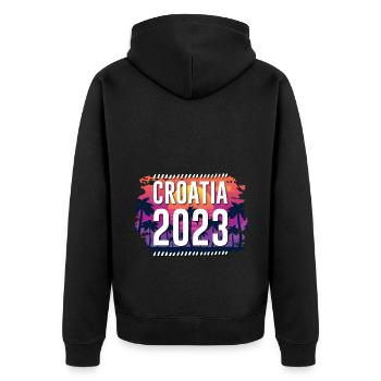 Croatia 2023 - Unisex Premium Organic Zip Hoodie - black - Back - Nico (187cm)