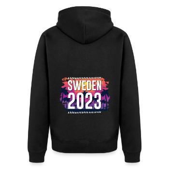 Suède 2023 - Veste à capuche bio Premium Unisexe - noir - Dos - Nico (187cm)