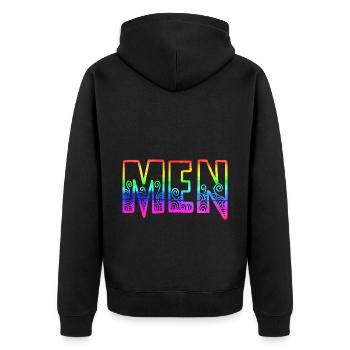 men rs regenbogen - Unisex Premium Bio Zip Hoodie - Schwarz - Hinten - Nico (187cm)