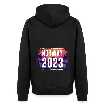 Norway 2023 - Unisex Premium Bio Zip Hoodie - Schwarz - Hinten - Nico (187cm)