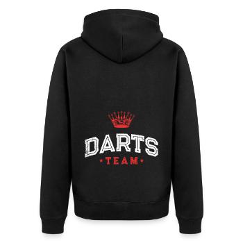 Darts Team Sport - Unisex Premium Bio Zip Hoodie - Schwarz - Hinten - Nico (187cm)
